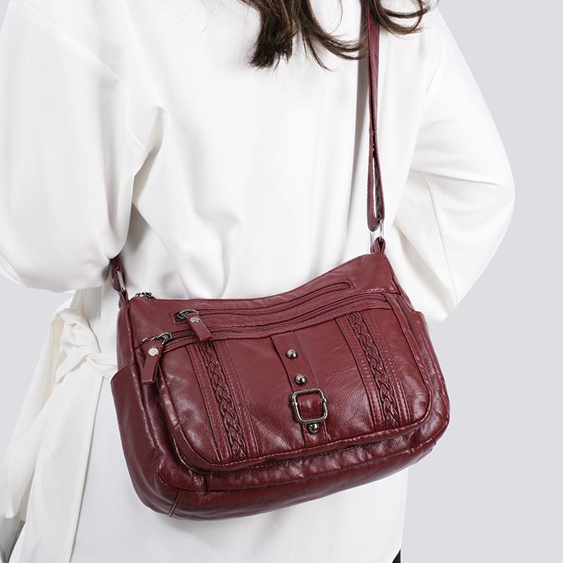 Dámská crossbody taška Taška pro matku středního věku Měkká kožená taška přes rameno