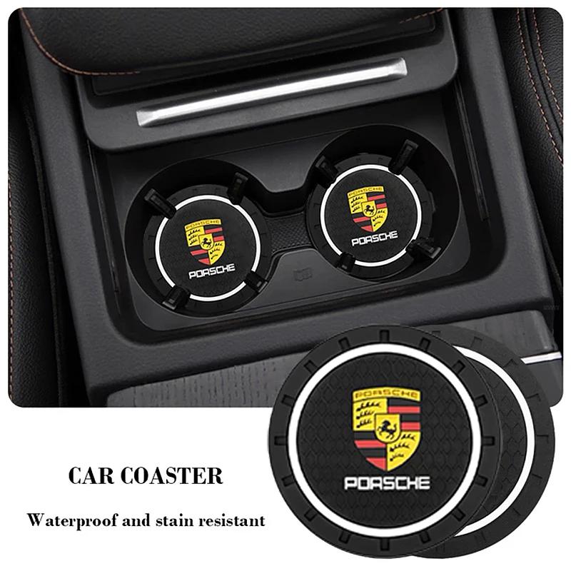 Car Cup Mat Anti-slip Bottle Holder Coasters Car Accessories For Porsche Boxster Cayenne Panamera Macan Cayman 911 918 996 917 991