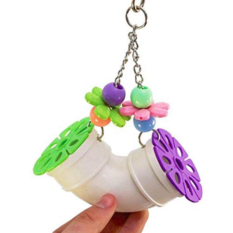 Acrylic Bird Chew Hang Toys Foraging Tube Parrot Cage Toy African Grey Cockatoo