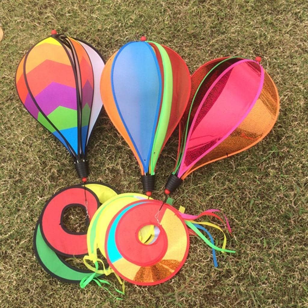 3Pcs 55" Hot Air Balloons Wind Windsocks Spiral Windmill Garden Yard Decor
