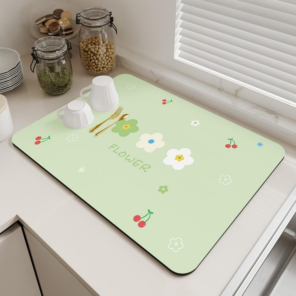 Non-Slip Diatomite Kitchen Mat, Absorbent Sink Drain Pad Quick Dry Washable Countertop Placemat Heat Resistant Home Decor