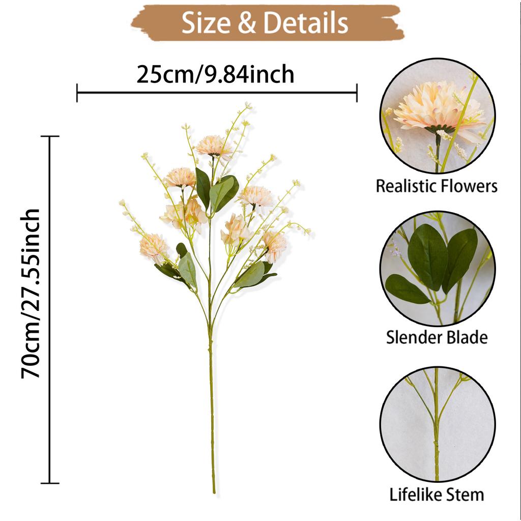 Simulation Flower 5 Pronged Spherical Chrysanthemum, Artificial Simulation Green Plant Wedding Wedding Hall Floor Arrangement Flower Silk Flower