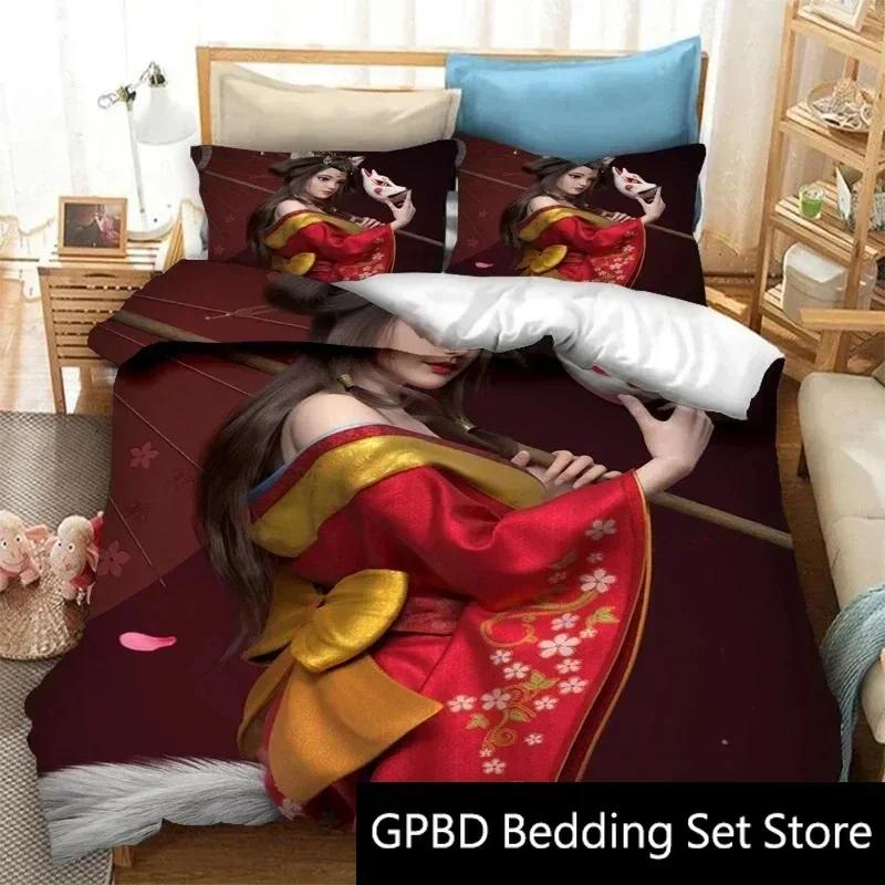 3D Print Japanese Geisha Samurai Bedding Set Double Twin King Duvet Cover Comforter Pillowcase Boys Girls Adults Bedroom