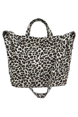 MIKA&MAYA Leopard Print 2-Way ToteShoulder Bag, Large Capacity (Beige)