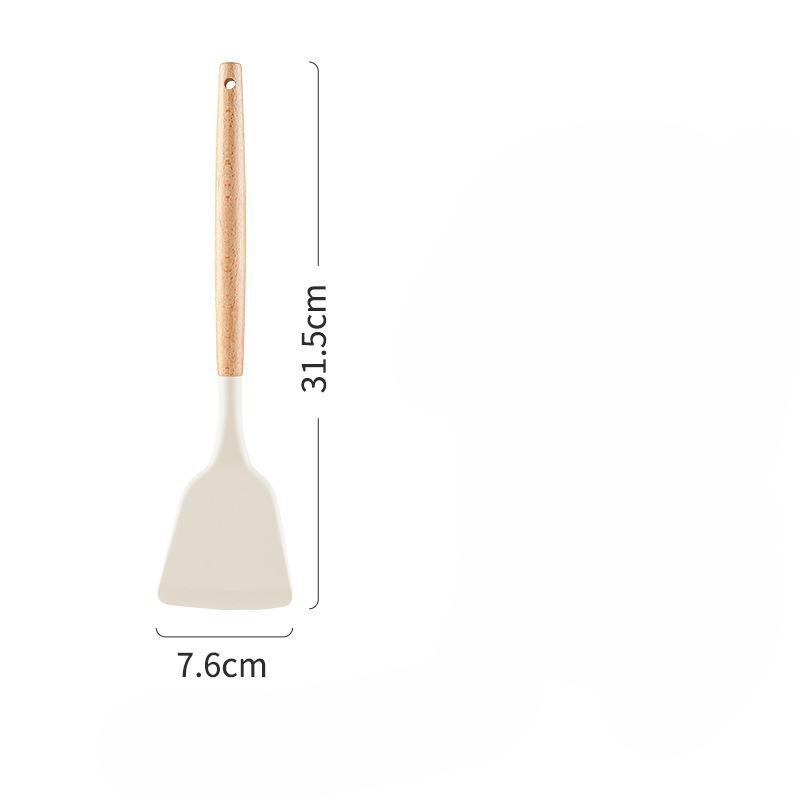 Silicone Wooden Handle Spatula Household Kitchen High Temperature Resistant Non-Stick Pan Cooking Spatula Frying Spatula Soup Spoon Utensils