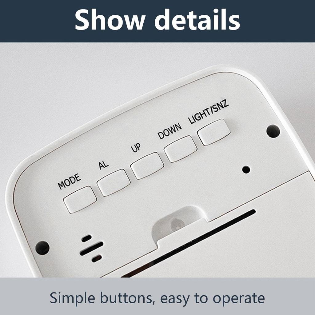 Ceas cu alarmă digital Ceas de noptieră cu lumină de noapte, afișaj pentru temperatură și umiditate, control vocal