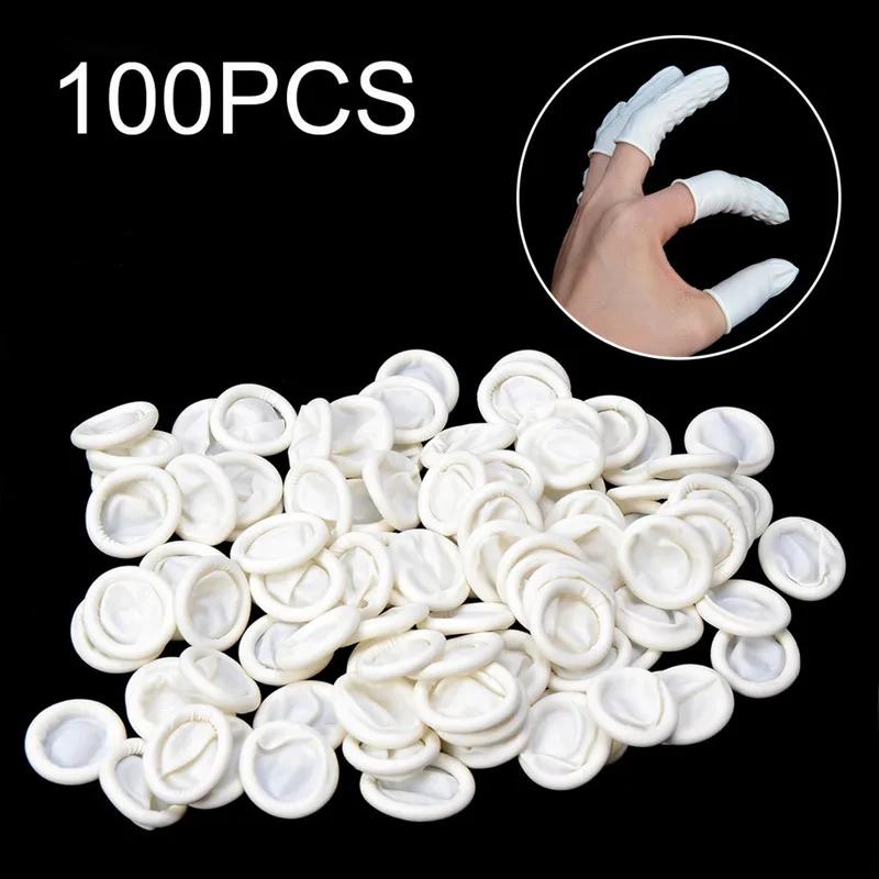 300PCS White Disposable Latex Finger Cover Natural Rubber Gloves Thumb Covers Protector for Fingertips Non-slip Nail Tool
