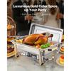 VEVOR Chafing Dish Buffet Set 8 Qt Stainless Steel Chafer with  Full Size Pans Rectangle Catering Warmer Server with Glass Lid