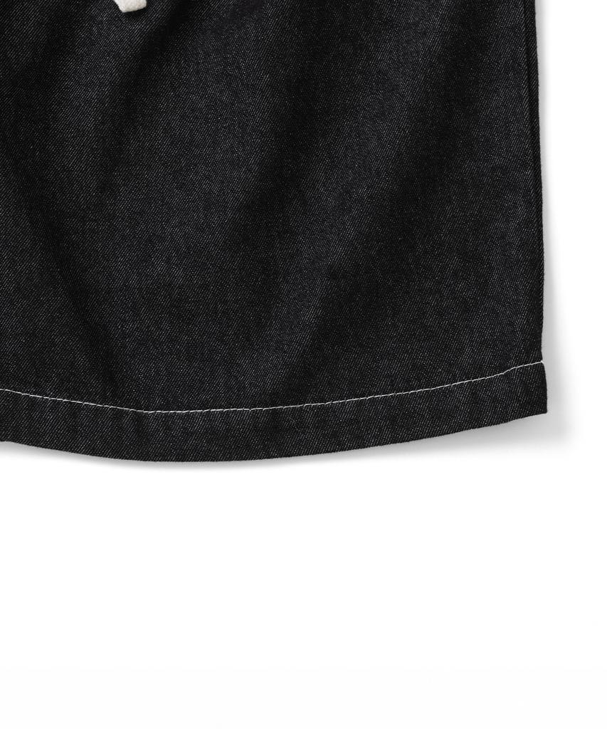 KNITTED (Unisex) Outstring Bermuda Denim Half Pants Black