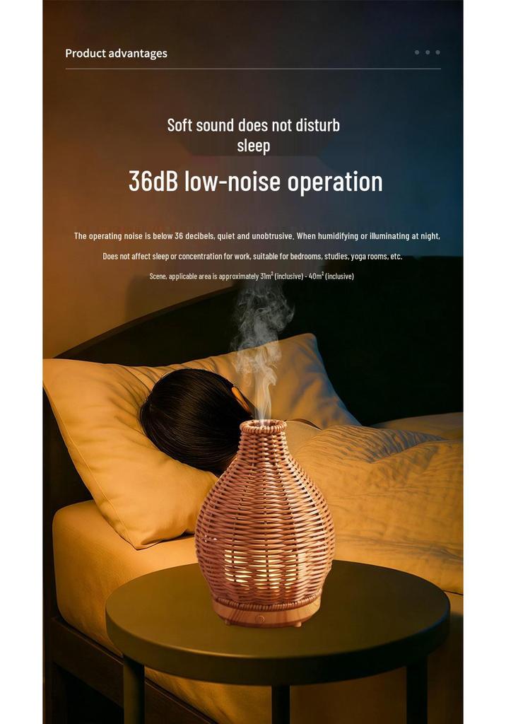 Chestnut Hollow Rattan Vase-Shaped Smart Ultrasonic Humidifier & Aroma Diffuser