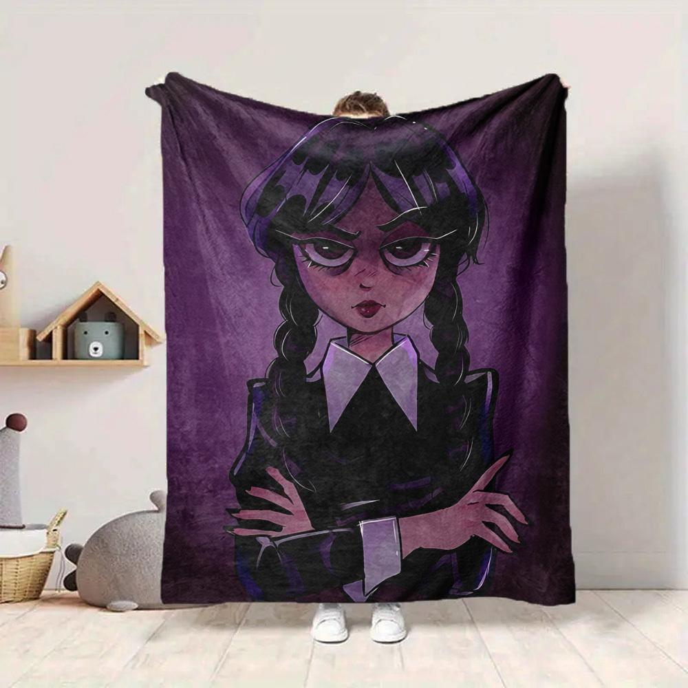1pc Wednesday Addams Blanket Lightweight Flannel Blanket Throw Blanket For Sofa, Bed, Travel, Camping, Livingroom, Office, Couch