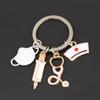 Doctor Keychain Medical Tool Key Ring Injection Syringe Stethoscope Nurse Cap Key Chain Medico Gift DIY Jewelry Handmade