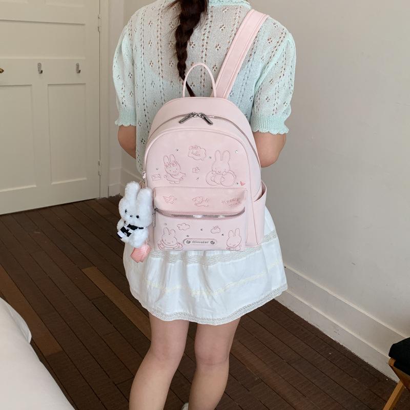 Cute printed backpack women's new casual versatile student schoolbag spring light travel backpack