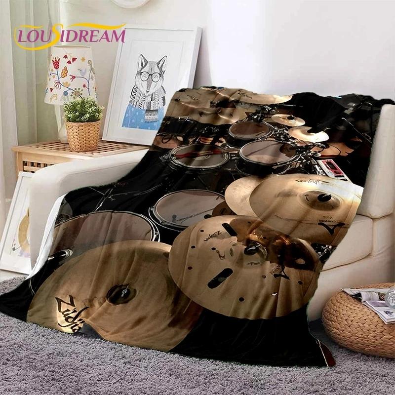 D Drum Set Throw Blanket Music Theme Soft Warm Blanket for Bed Sofa Bedroom Picnic Home Textile Decor