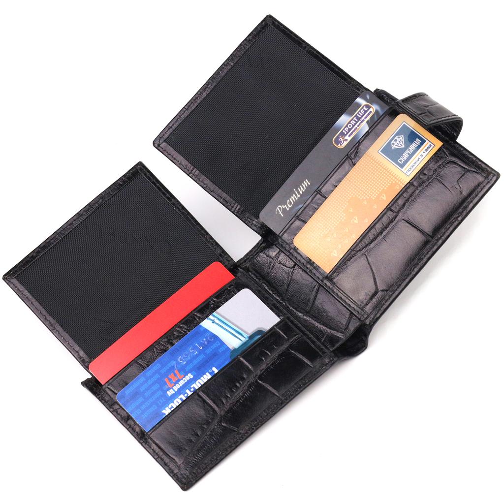 Men's Wallet Made of Genuine Textured Leather CANPELLINI Purse 21511 Black