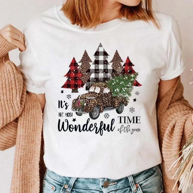 1PC Christmas Snowman Tshirt New Year Christmas Tree Tshirt 2025 Printed Tshirt Womens Shirt Clothing Tshirt