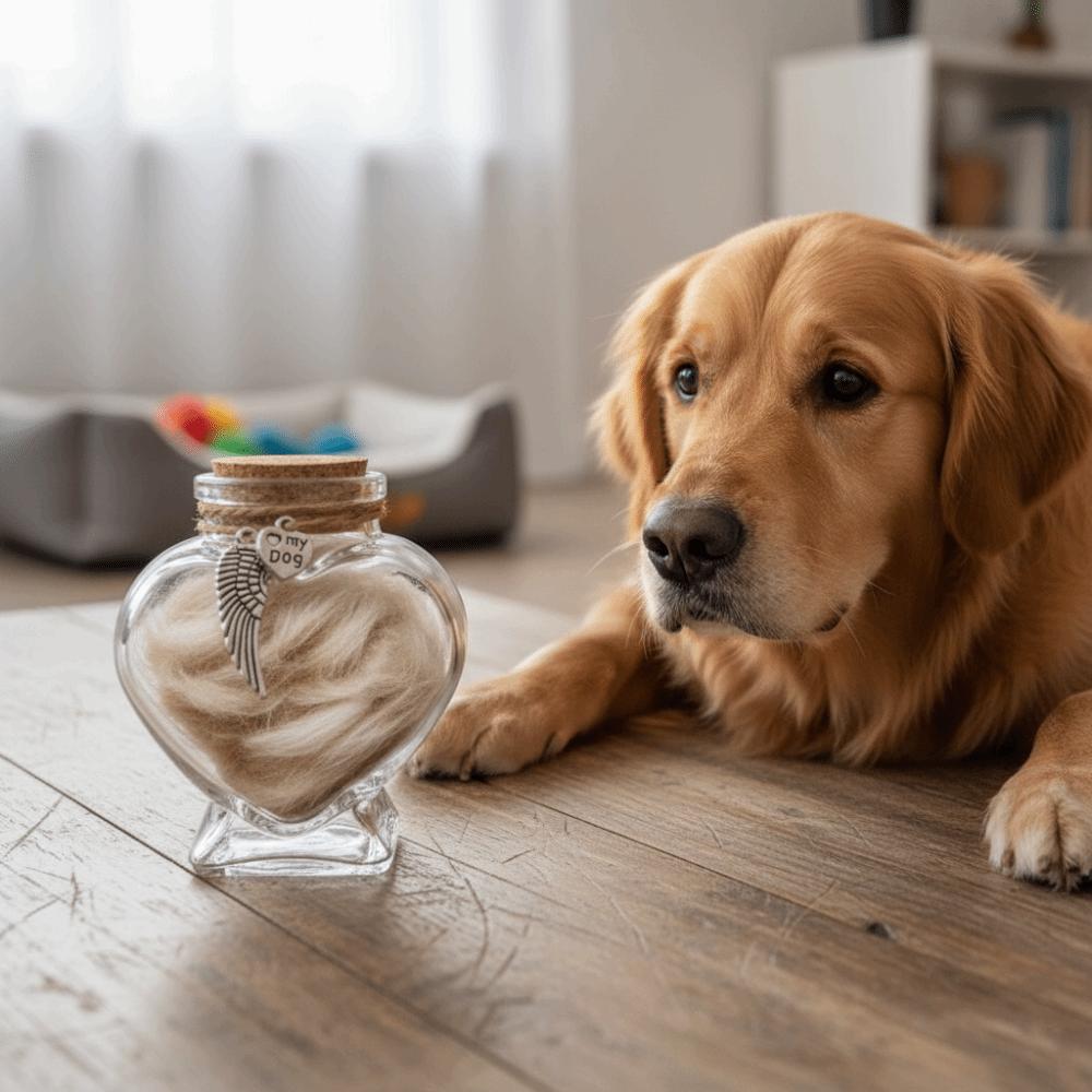 Herzförmige Aufbewahrungsflasche für Tierhaare Glas-Gefäß für Tierhaare Andenken Tierkremation