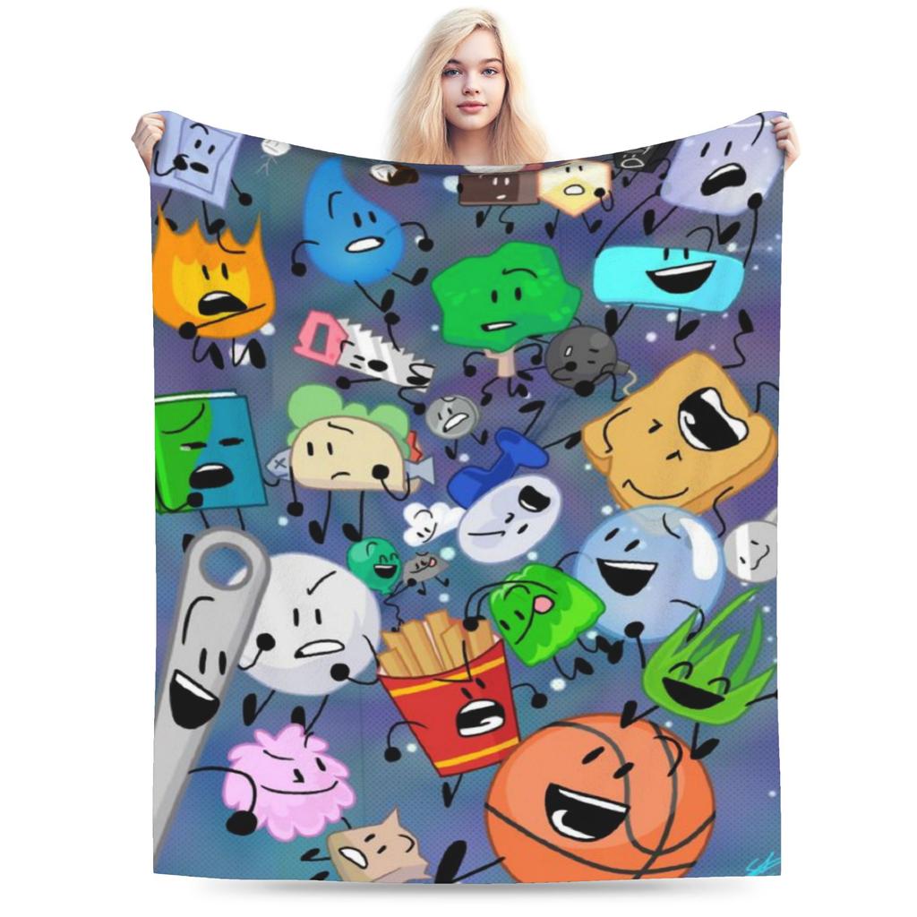 BFDI Throw Blanket Soft Novelty Blanket For Home Decor Travel Flannel Bedspread Bed Cover