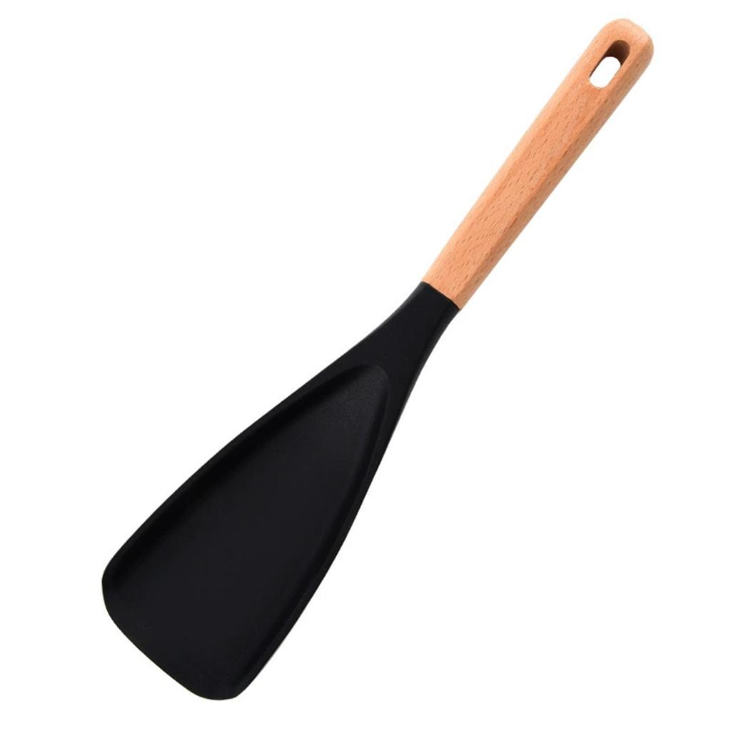 1/2pc Silicone Spatula Cooking Spoon with Wooden Handle Multi-function Spoons Nonstick Spatulas Easy to Clean for Baking Cooking