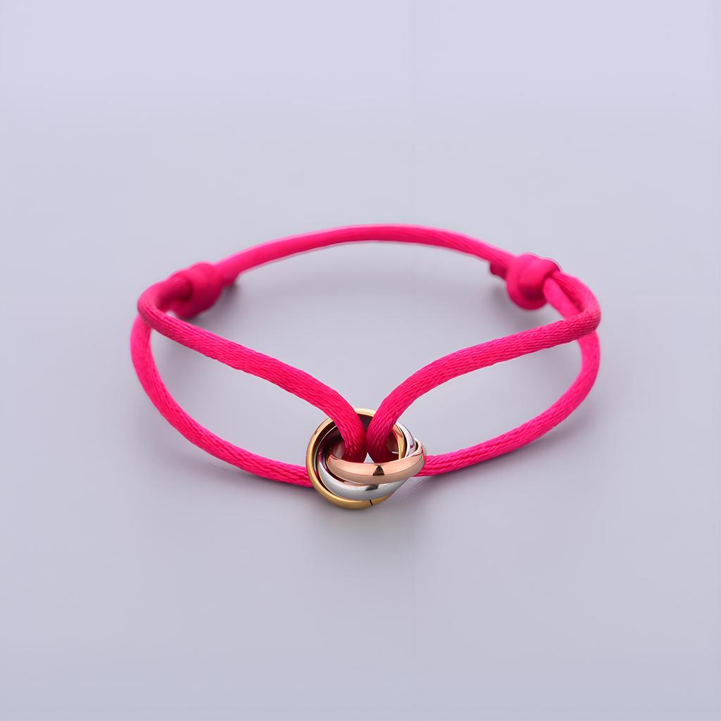 Trinity Bracelet Stainless Steel Circle Women's Bracelet Different Colors of Rope Classic Popular Tricolor GradientJewelry