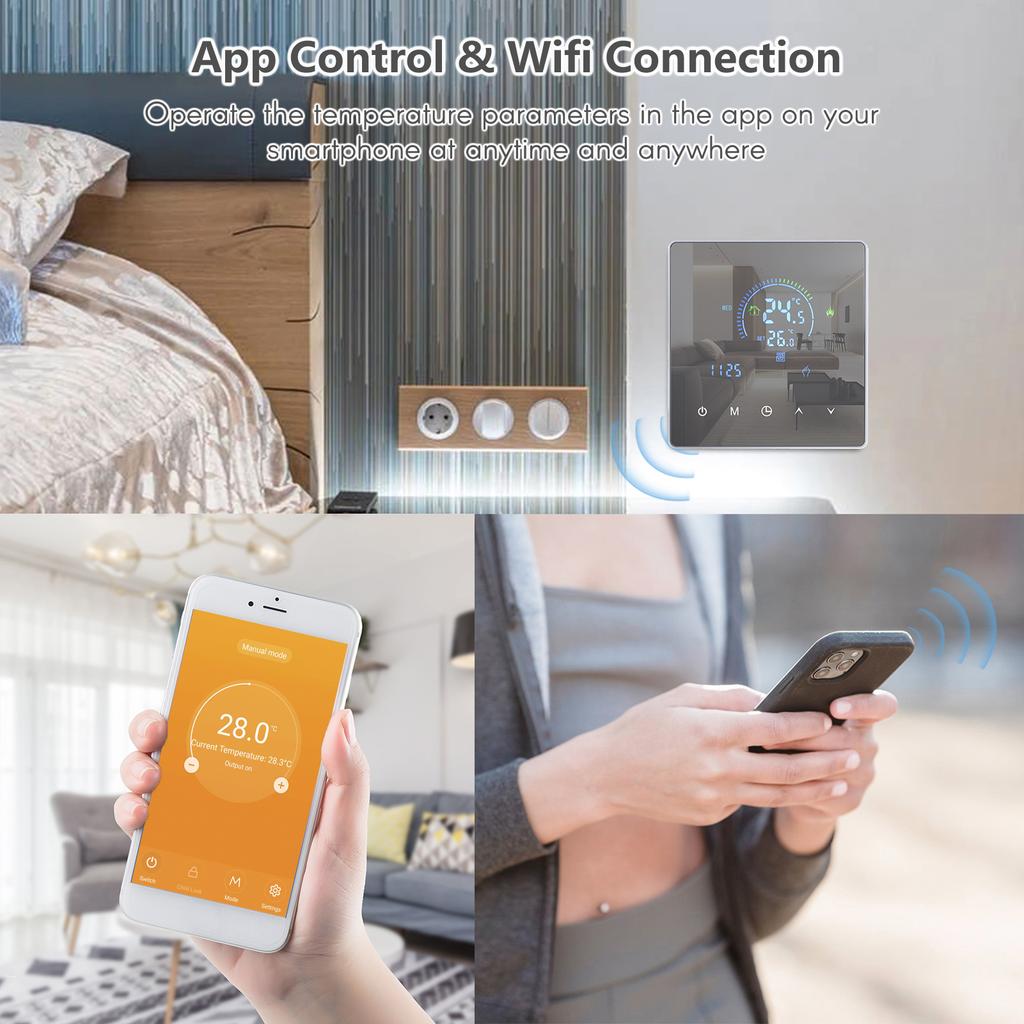 Smart Intelligent Thermostat Temperature Controller for Water Heating Equipment LCD Display Touch Button Programmable