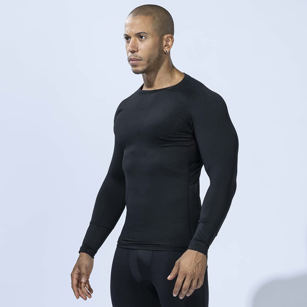 Otafuku Gloves Summer Long Crew Neck Size 4L Men's Innerwear, Sleeve, [Sweat-Wicking, Quick-Drying, Deodorizing, Cool-Touch Compression] JW-623 Black,