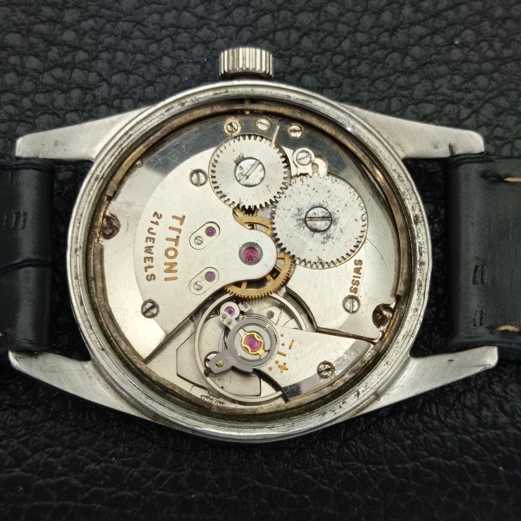 ВИНТАЖНЫЕ ЧАСЫ TITONI AIRMASTER С РУЧНЫМ ЗАВОДОМ TITOFLEX ШВЕЙЦАРСКИЕ МУЖСКИЕ БЕЛЫЕ ЧАСЫ a702034-5 R208-a702034