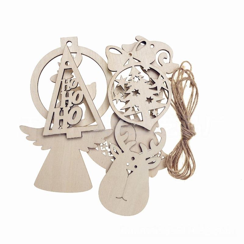 10PCS Wooden Christmas Ornaments Wood Slices DIY Blank Hanging Ornaments Kit for Crafts Centerpieces Christmas Tree Decorations