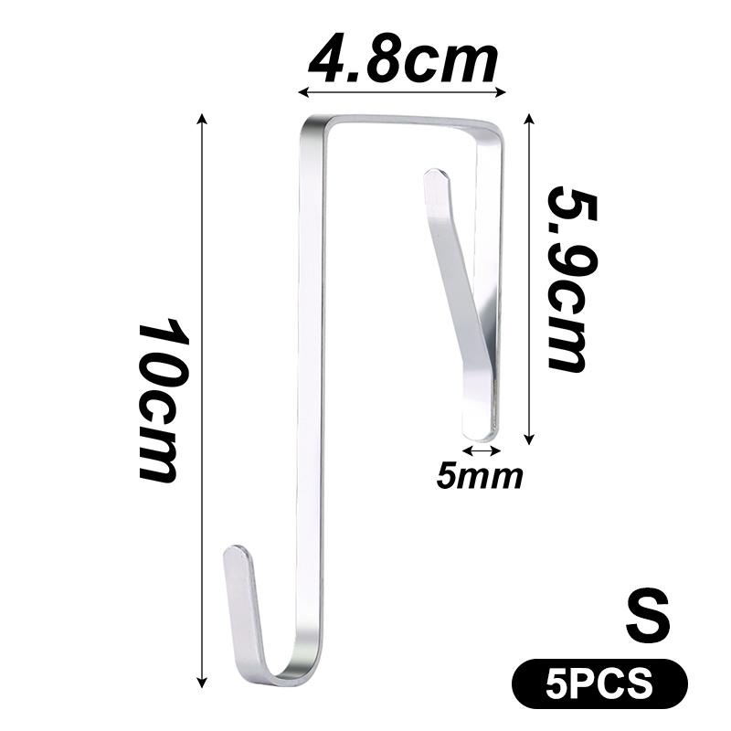 

5 Piece Set Of Behind-The-Door Storage Hooks, Punch-Free Hooks For Bathroom And Kitchen Towel And Hat Hanging Storage Racks