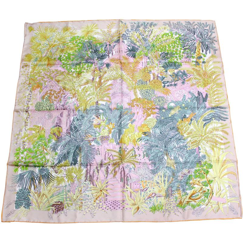 New rich garden mulberry silk scarf 90 handmade hemmed silk scarf 14 mmi twill silk large square scarf women 90*90 розовый