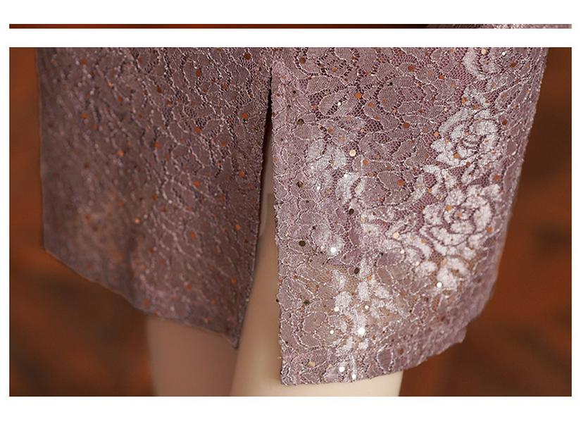 Elegantes hellviolettes Qipao: Hochwertiges Festkleid für die Brautmutter bei Sommerhochzeiten und Banketten