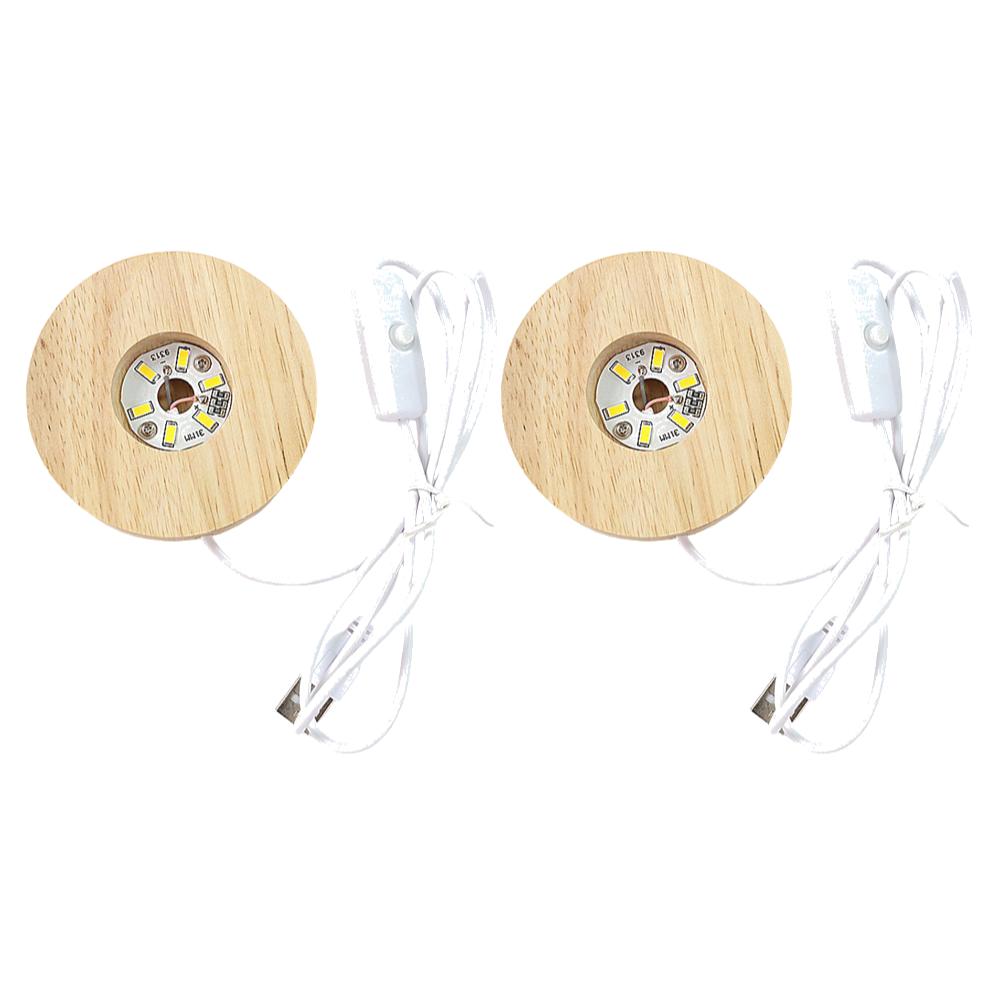 5 Stück Rechteckige Solide Holz-LED-Basisleiste Leuchtende Basis USB-beleuchteter Displayständer für Harzbuchstabenlampe Glas Harz Kunstlichter