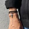 Layered Black Cotton Thread Chain with Cross Pendant Bracelets Men Trendy Rope Hand Chains 2026 Fashion Jewelry Accessories Male