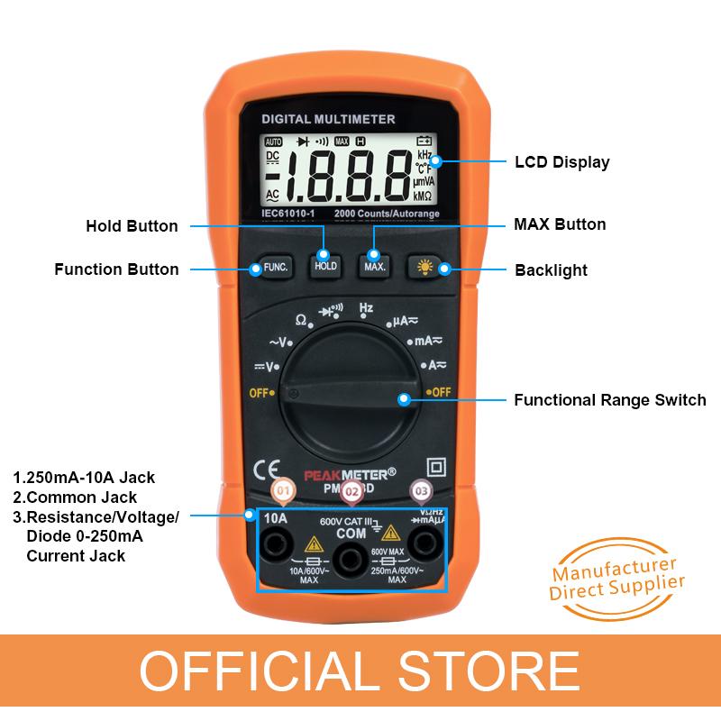 PEAKMETER PM8233D Handheld Digital Multimeter High Precision Household Universal Meter
