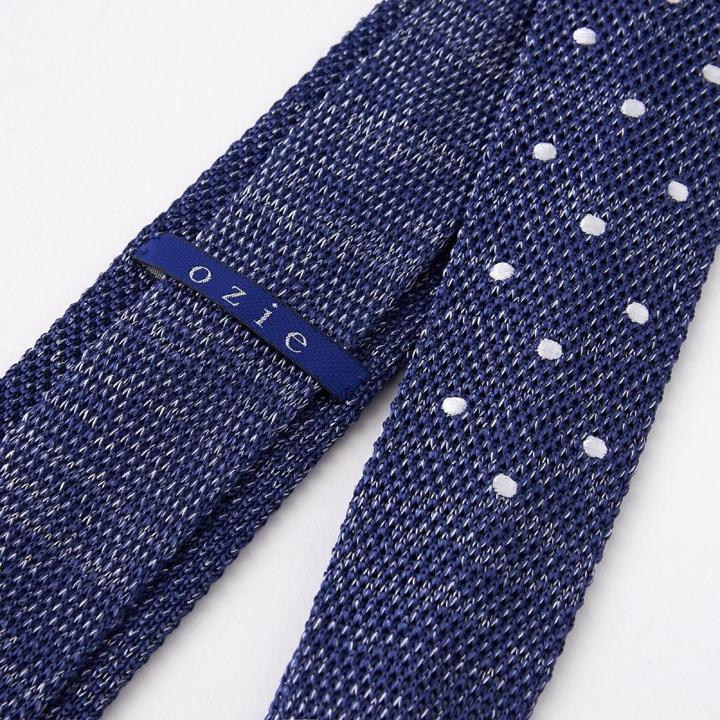 tie tie Blue Blue [Ogier] Tie/knit 100% silk/dot pattern/narrow tie/slim