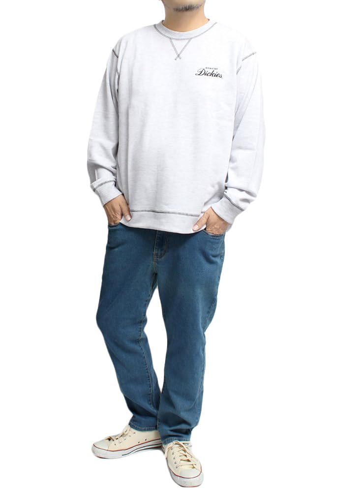 Genuine Dickies Men's Plus Size Cardboard Crew Neck Sweatshirt with Color-Scheme Stitching, Size 3L, Gray (19)