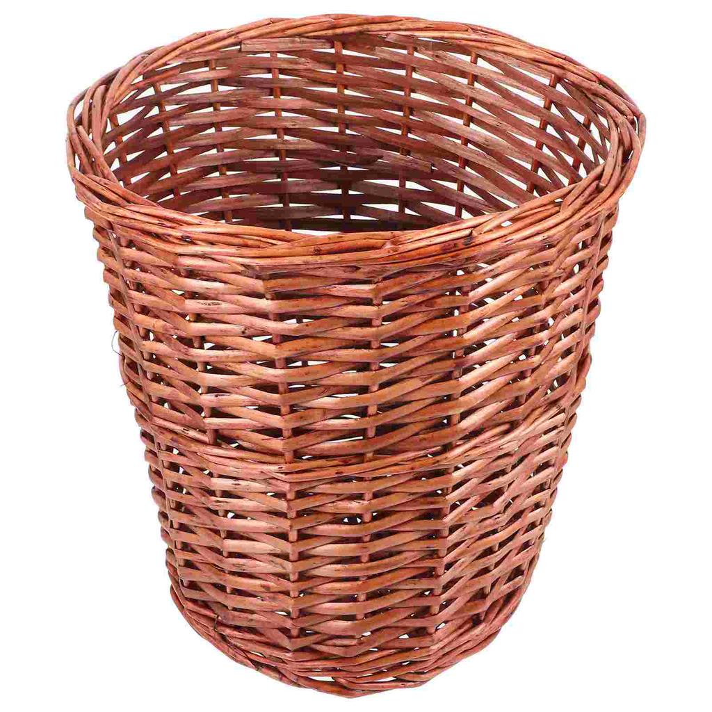 Rattan Garbage Bin Waste Basket Trash Can Bins Woven Storage Tall Fruit Seaweed