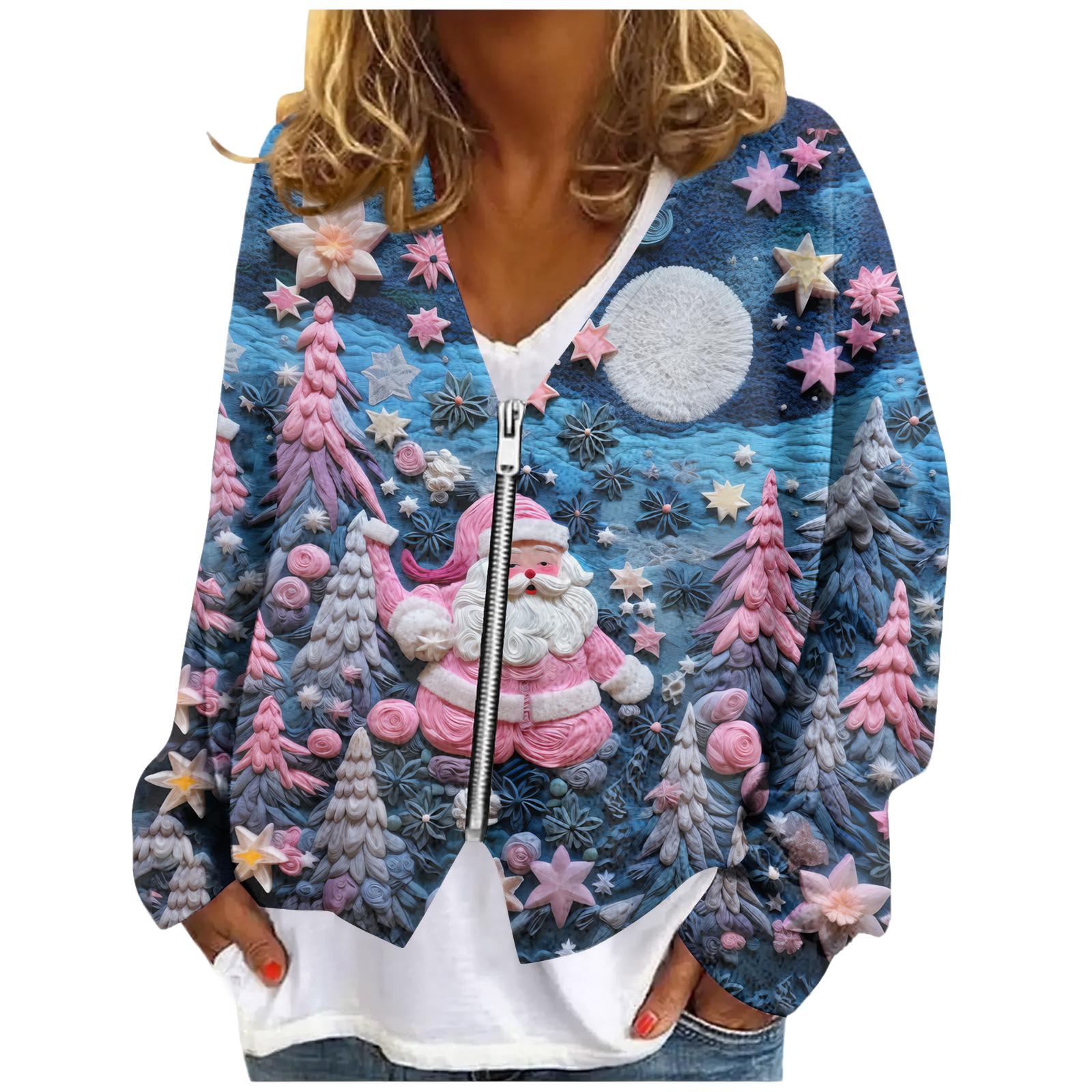 

Womens Zip Up Sweaters Sweatshirts Long Sleeve Oversized Jackets Soft Casual Loose Tunic Tops M