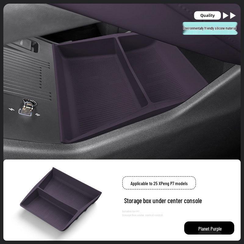 Silicone Mat Divider for Xiaopeng P7 Center Console Storage Box, Compatible with 25 Models, 2025 Accessories.