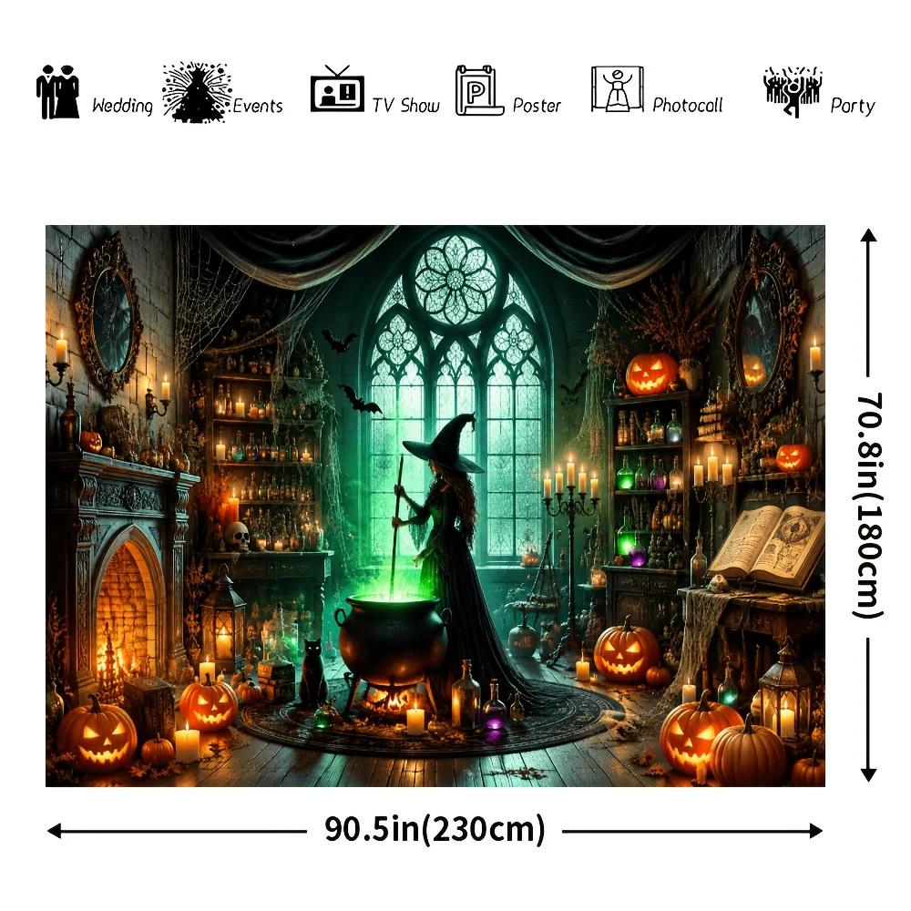 2D Planar Banner, 2D Plane - 1 Piece 2D Banner for Halloween Magic Witch Theme As Background Backdropzyc