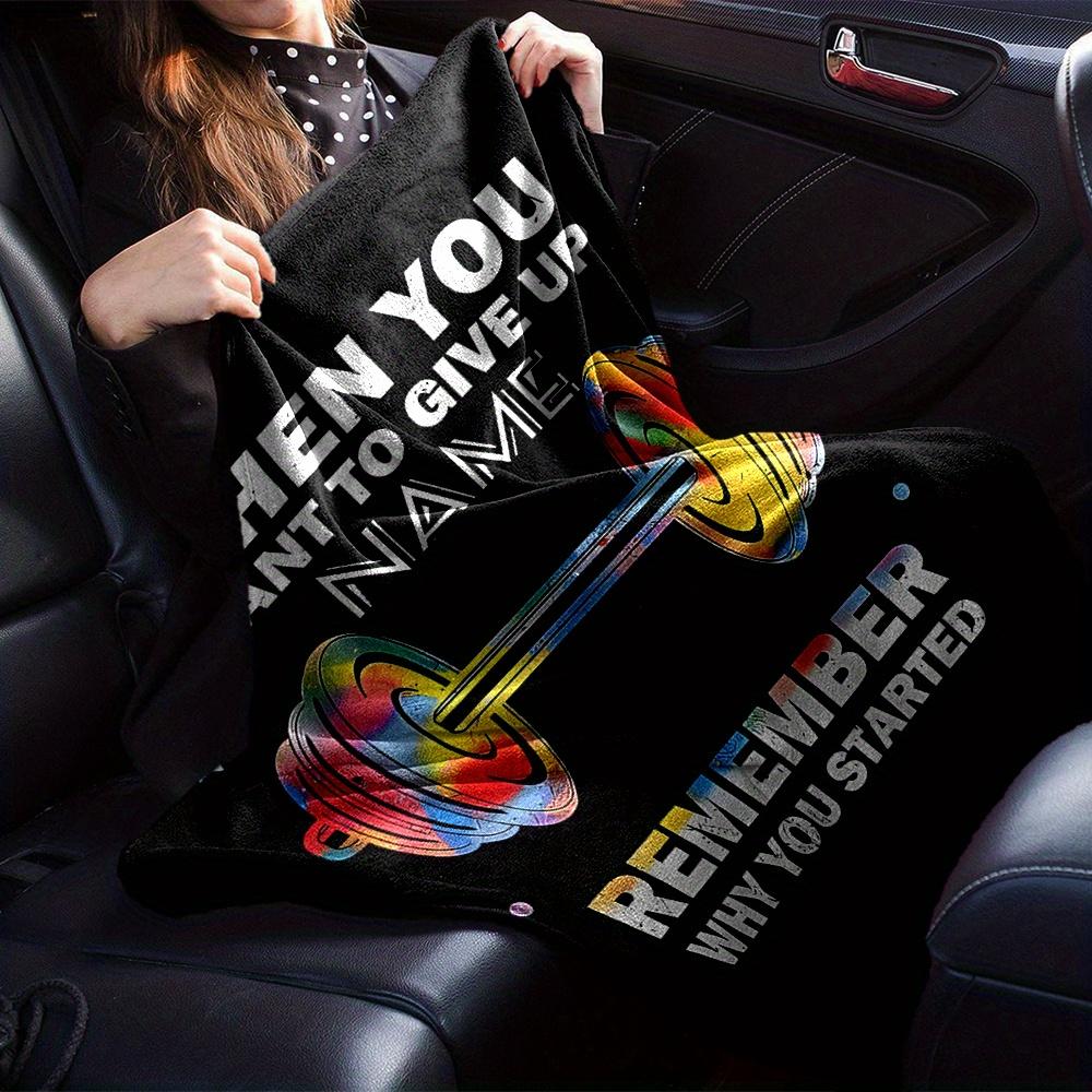 Motivational Quote With Colorful Dumbbell Four Seasons Blanket Customized With Your Name Lightweight And Warm Perfect Gift For Home Office Camping