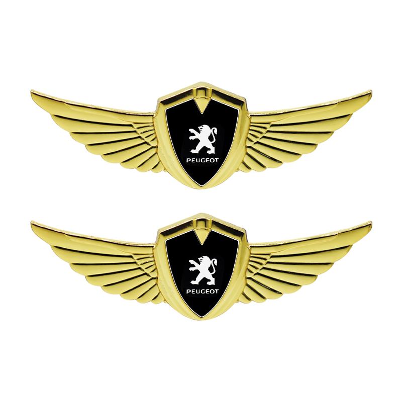 

2026 Hot Car Sticker 3D Badge Wings Car Stickers Side Marker Emblem Decoration For Peugeot 3008 206 207 307 2008 308 407 408 508