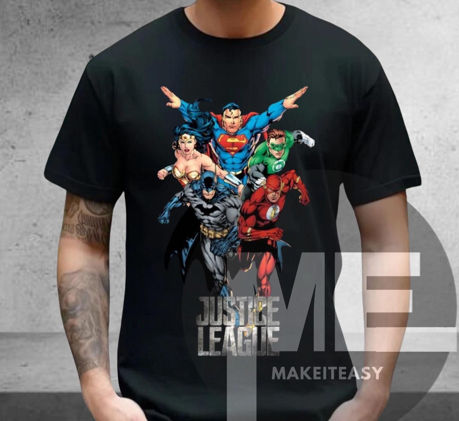 Men s and Women s T-shirts Justice League T-Shirt Flash Green Lantern Batman Superman Wondar Women Tee Gift XL