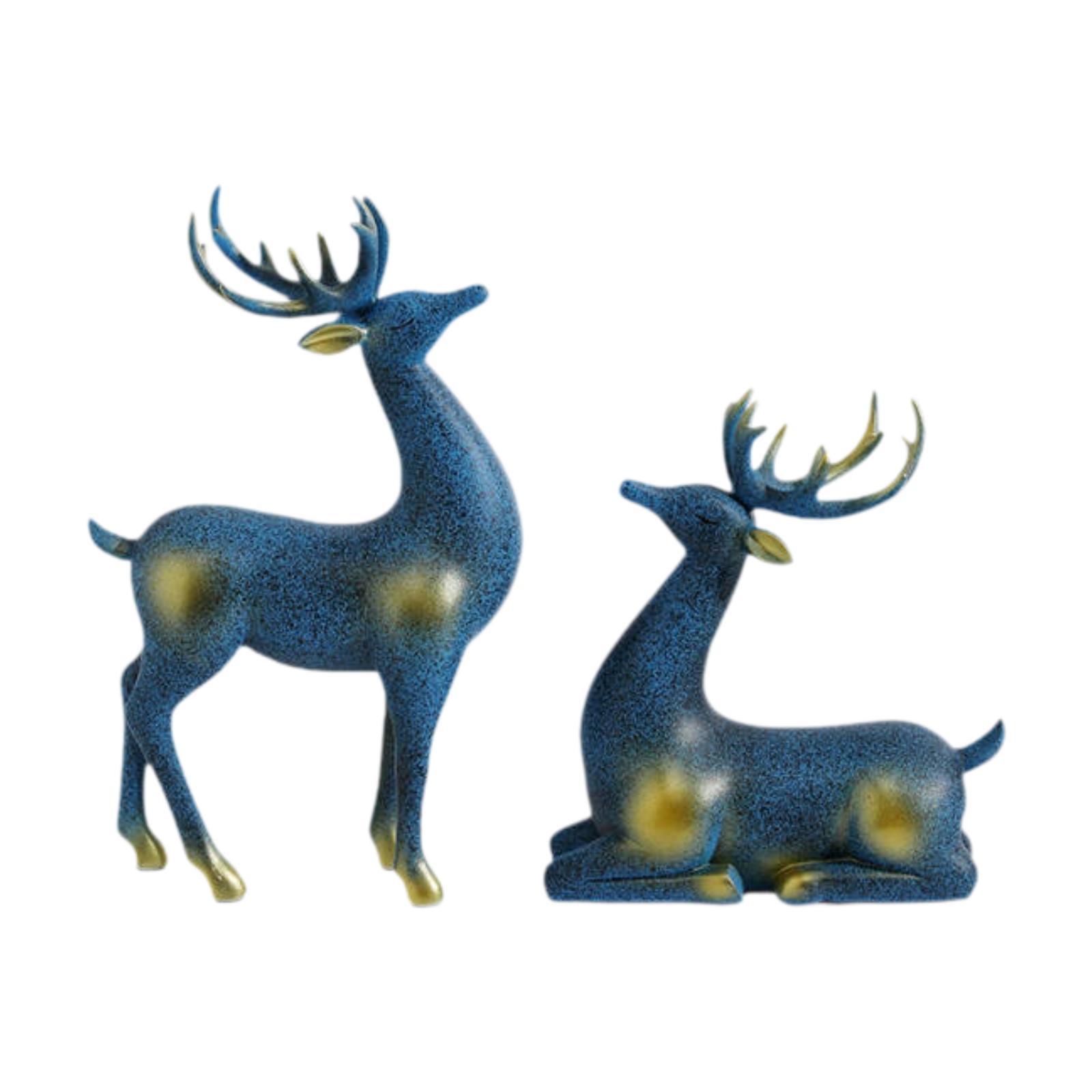 

2x Reindeer Figurines Creative Resin Animal Figure for Party Cabinet Holiday синій