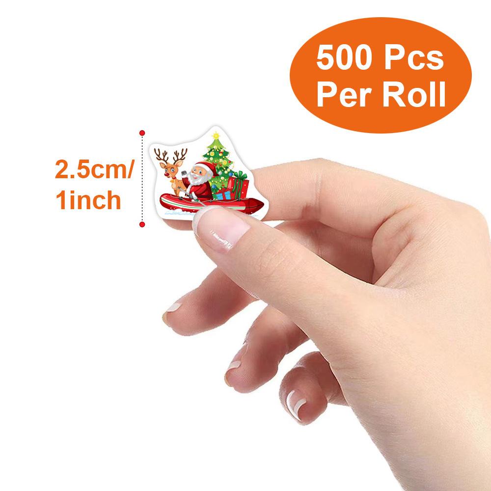 500pcs Merry Christmas Stickers Round Christmas Tags Stickers for Kids Gift Baking Package Envelope Stationery Decoration