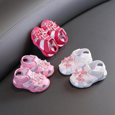 Baby Sandals Summer Girls' Calling Shoes Non Slip Soft Soles 1-3 Year Old Toddler Shoes Little Princess Baotou Shoes