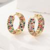 Luxury Gold Color Inlaid Multicolored Zircon Women's Earrings  Engagement Wedding Hoops Earrings Woman Jewelry