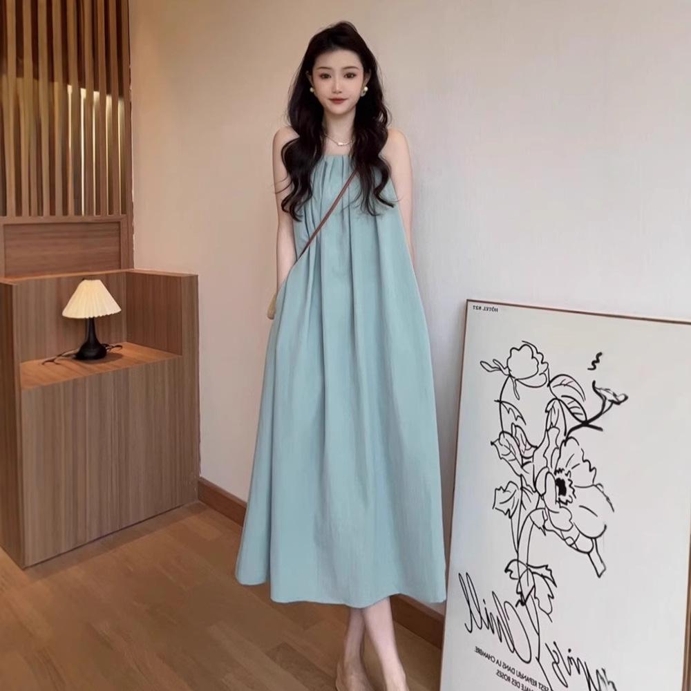 

2025 Французское Макси-платье без рукавов с халтером для женщин - Летний стиль для морского отдыха XL Premium