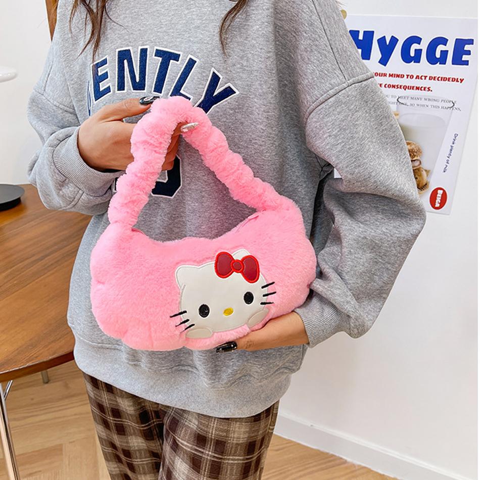 Cute Cartoon Plush Crossbody Bag For Girls Fashionable Shoulder Handbag