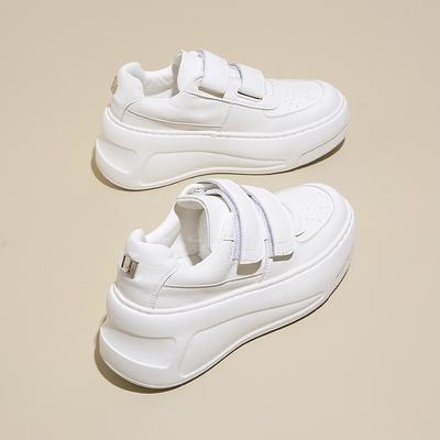 Versatile Velcro Little White Shoes Women's Autumn New Thick Baseplate Shoes Heightening Cake Pine Sports Casual Shoes
